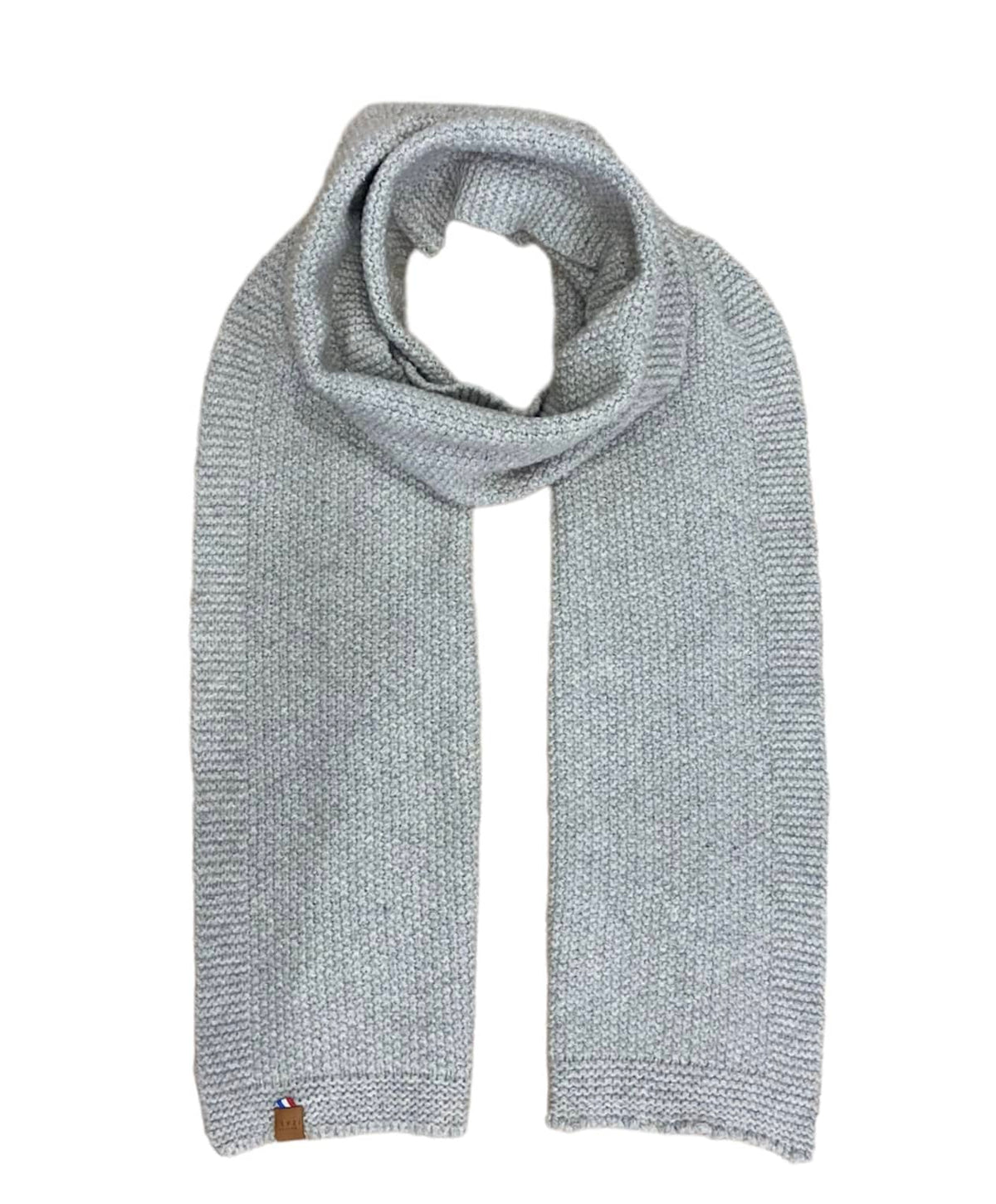 écharpe éthique et responsable, gris clair en laine des Pyrénées et coton recyclé ♻️, made in France 🇫🇷, maison izard
